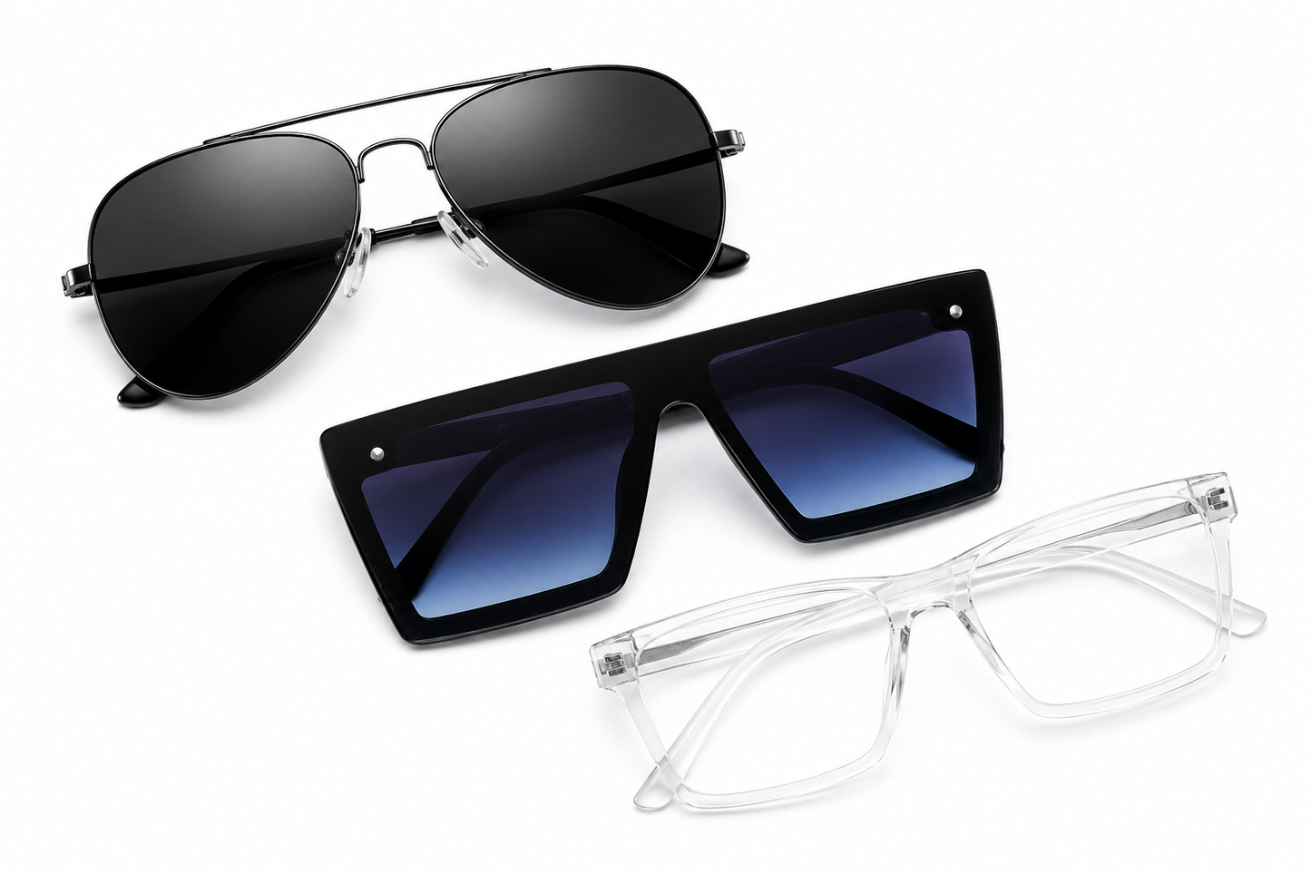 Glasso Ultimate Style Bundle — 3 Premium  Eyewear | Aviator + Oversized + Clear Frame  | Save Rs. 1,700 | Free Delivery Pakistan