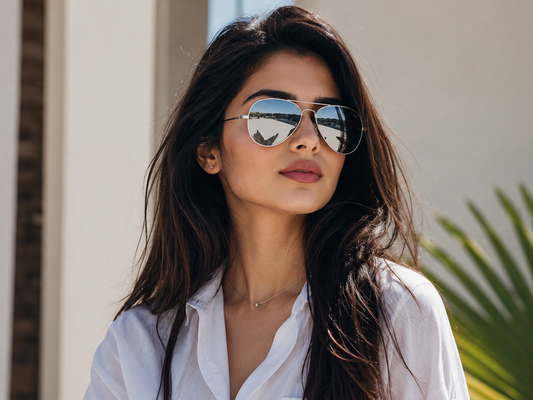 Glasso Aviator Sunglasses — Silver Mirror Polarized  Lens | UV400 Protection | Premium Metal Frame |  Men & Women | Free Delivery Pakistan