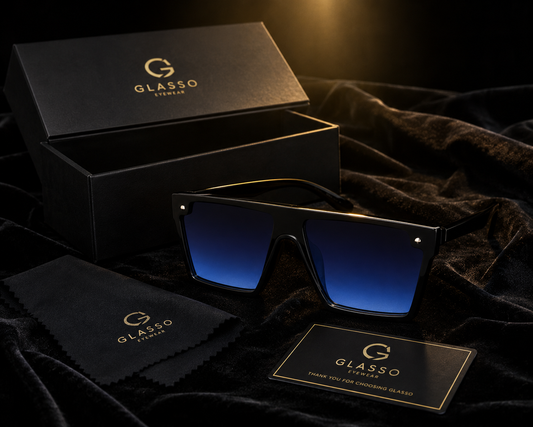 Glasso Premium Oversized Sunglasses — Bold  Black Square Frame | UV Protection |  Men & Women | Free Delivery Pakistan